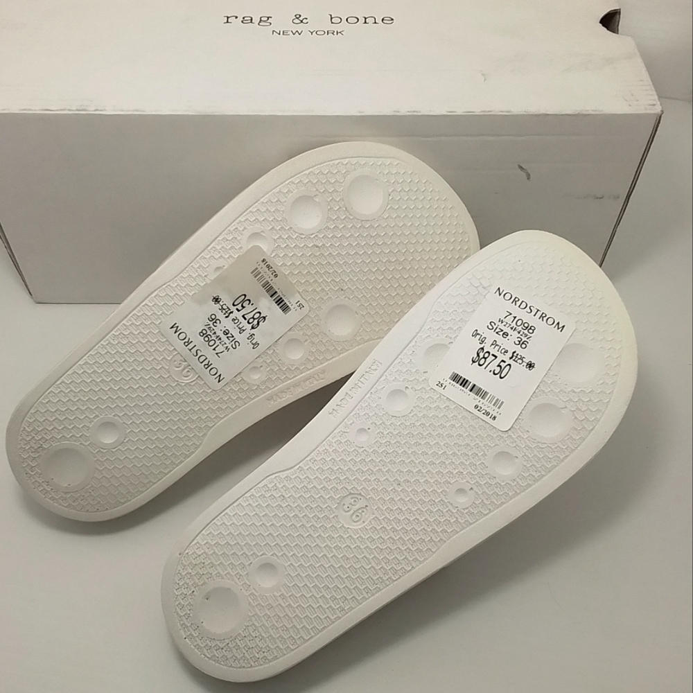 NEW Rag & Bone White Pool Slides - Picture 14 of 16